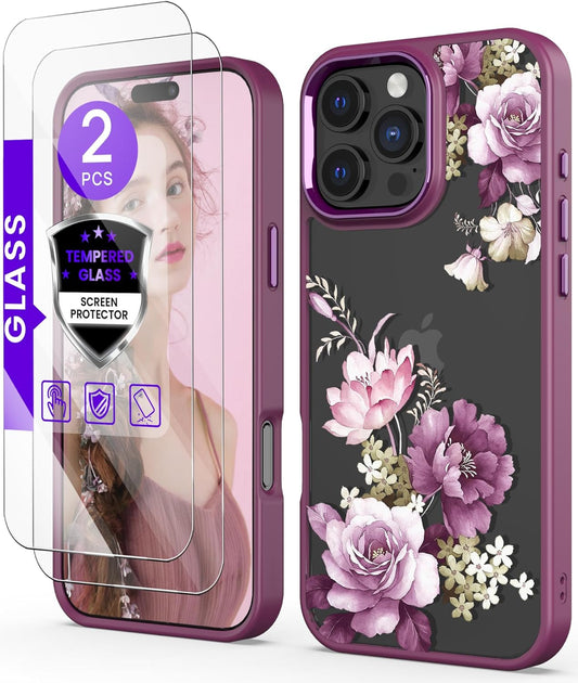 iPhone 16 Pro Max Case+Tempered Glass Screen Protector,
